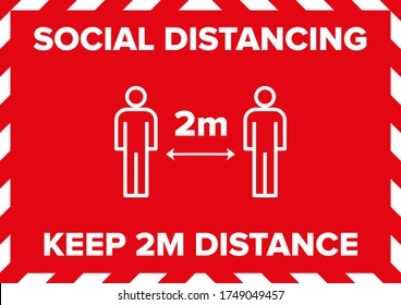 Maintain Social Distancing 2 Meters 6ft Alert Caution Warning Sign Notice for UK red and white Gender Neutral. Coronavirus Maintain Social Distancing 2 Meters 6ft Alert Caution Warning Sign Notice 