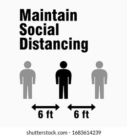 Maintain Social Distancing 6 Feet Icon. Vector Image.