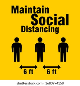 Maintain Social Distancing 6 Feet Icon. Vector Image.