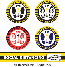 Maintain Social Distancing attention floor sticker designs. Ready to print.