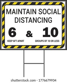 Maintain social distancing Coronavirus Social Awareness COVID 19 vector yard sign design template. Pandemic Novel Corona Virus 2020.
