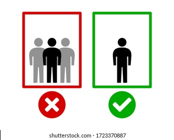 Maintain Social Distancing and Keep Your Distance While Using the Elevator Icon. Vector Image.