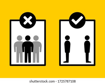 Maintain Social Distancing and Keep Your Distance While Using the Elevator Instruction Sign. Vector Image.