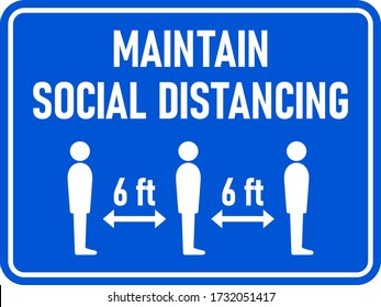 Halten Sie die soziale Distanz aufrecht und halten Sie Ihre Distanz 2,50 m oder 2,50 m waagerecht mit einem Seitenverhältnis von 4:3 und abgerundeten Ecken. Vector Image.