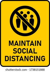Maintain Social Distancing and Keep Your Distance Vertical Rectangular Instruction Sign with an Aspect Ratio of 3:4 and Rounded Corners. Vector Image.
