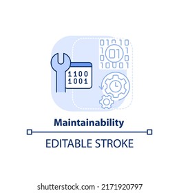 Maintainability light blue concept icon. Programing language choice standard abstract idea thin line illustration. Isolated outline drawing. Editable stroke. Arial, Myriad Pro-Bold fonts used