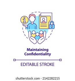 Maintaining Confidentiality Concept Icon. Sensitive Information Protection. HR Skills Abstract Idea Thin Line Illustration. Isolated Outline Drawing. Editable Stroke. Arial, Myriad Pro-Bold Fonts Used