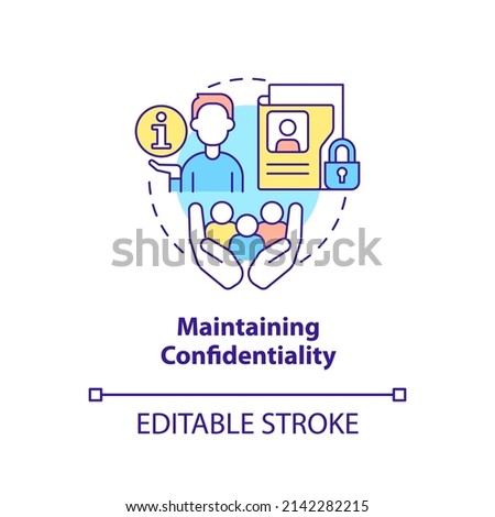 Maintaining confidentiality concept icon. Sensitive information protection. HR skills abstract idea thin line illustration. Isolated outline drawing. Editable stroke. Arial, Myriad Pro-Bold fonts used