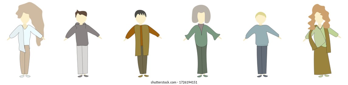 maintaining distance in public places. people flat design. men and women set. isolation, coronovirus.