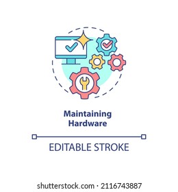 Maintaining hardware concept icon. Availability of sensitive information abstract idea thin line illustration. Isolated outline drawing. Editable stroke. Roboto-Medium, Myriad Pro-Bold fonts used