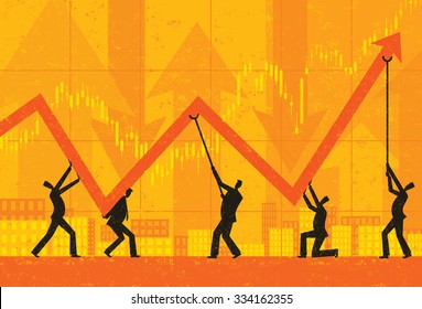 Maintaining Profits
Businessmen holding up profits during tough economic times. The men and background are on separate labeled layers.