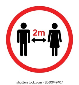 Aufrechterhaltung einer sozialen Entfernung von 2 m