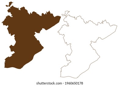 Main-Taunus district (Federal Republic of Germany, rural district Darmstadt region, State of Hessen, Hesse, Hessia) map vector illustration, scribble sketch Main Taunus Kreis map