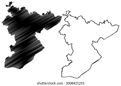 Mapa de ilustraciones vectoriales, dibujo de garrapatas Meno Taunus Kreis, distrito rural de la región de Darmstadt, estado de Hessen, Hesse, Hessia)