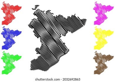 Mapa de ilustraciones vectoriales, dibujo de garrapatas Meno Taunus Kreis, distrito rural de la región de Darmstadt, estado de Hessen, Hesse, Hessia)