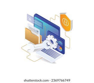 Maintenance analysis data mechanism flat illustration concept