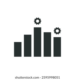 Maintenance analytics flat icon vector design. Graphic data and gear flat icon vector design illustration. 