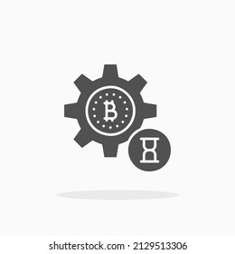 Maintenance bitcoin gear glyph icon. Can be used for digital product, presentation, print design and more.
