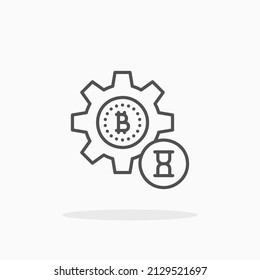 Maintenance bitcoin gear line icon. Editable stroke and pixel perfect. Can be used for digital product, presentation, print design and more.