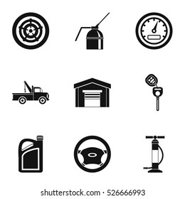 Maintenance car icons set. Simple illustration of 9 maintenance car vector icons for web