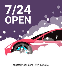 Maintenance and car service, caring for vehicle, fixing and repairing. 24 7 daily help and assistance with automobile from specialists and professionals. Washing and cleaning. Vector in flat style