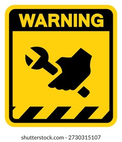 Señal de advertencia del coche del mantenimiento, Ilustración vectorial, aislado en la etiqueta blanca del fondo.EPS10