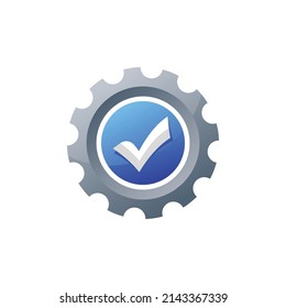 Maintenance check mark logo template with gear cog