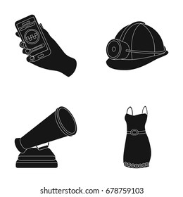 maintenance, cinema and or web icon in black style.Coal industry, fashion icons in set collection.