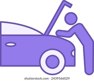 Maintenance Color Icon. Vector Icon of a Mechanic Checking the Contents of a Car Hood. Vehicle Repair. Car service concept