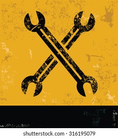 Maintenance concept design, yellow grunge vector
