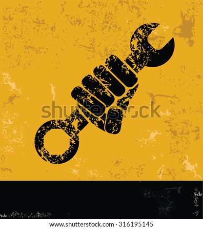 Maintenance concept design, yellow grunge vector