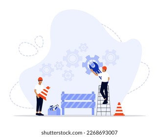 Maintenance concept illustration. Suitable for landing page, ui, web, App intro card, editorial, flyer, and banner.