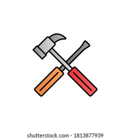 Maintenance, constriction tools color gradient vector icon