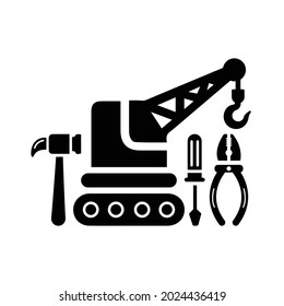 Maintenance, construction work icon. Black vector.