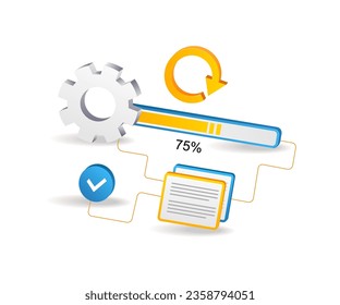 Maintenance data loading mechanism flat isometric illustration