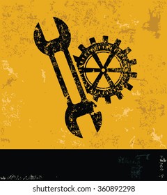 Maintenance design on yellow background,grunge vector
