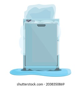 Vector de dibujos animados de los iconos del lavavajillas de mantenimiento. Reparación en casa. Aparato de cocina