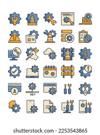 maintenance filled outline icon pack vector illustration
