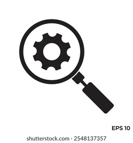 maintenance gear magnifying glass flat icon vector