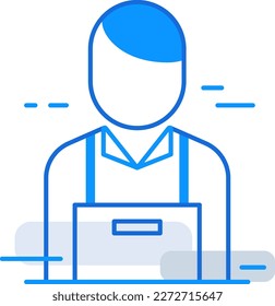 Maintenance guy business people icon with blue outline style. maintenance, guy, service, work, repair, person, worker, icon. Vector Illustration