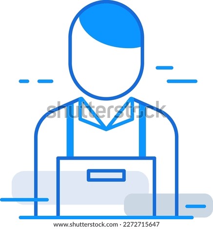 Maintenance guy business people icon with blue outline style. maintenance, guy, service, work, repair, person, worker, icon. Vector Illustration
