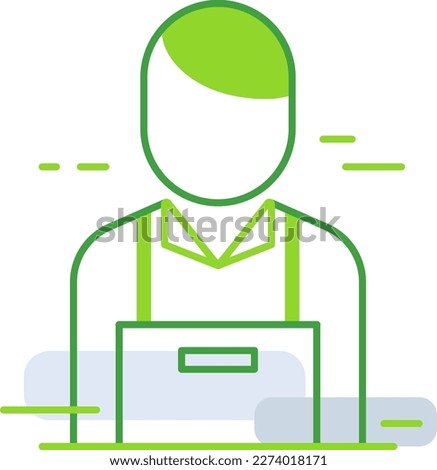 Maintenance guy business people icon with green outline style. maintenance, guy, service, work, repair, person, worker, icon. Vector Illustration