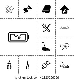 Maintenance icon. collection of 13 maintenance filled and outline icons such as pliers, hummer, battery, home repair. editable maintenance icons for web and mobile.