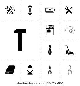 Maintenance icon. collection of 13 maintenance filled and outline icons such as pliers, battery, hummer, wrench, broken battery. editable maintenance icons for web and mobile.