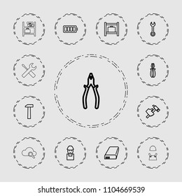 Maintenance icon. collection of 13 maintenance outline icons such as luggage storage, wrench, worker, pliers, hummer, battery. editable maintenance icons for web and mobile.