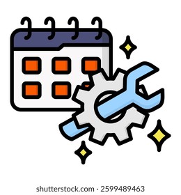 Maintenance Icon in Flat Color Style With Outline. Simple Flat Icon Vector. Simple Vector Design