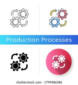 Maintenance icon. Linear black and RGB color styles. Industrial process, manufacturing technology. Professional mechanical repair service. Cogwheel mechanism isolated vector illustrations