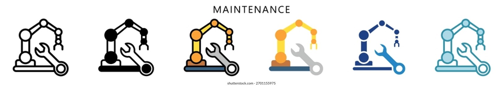Maintenance Icon, Multi Style, Flat, Line, Glyph, Lineal, Dual Tone. Use For Modern Concept, Ui, Ux Web And App Development.