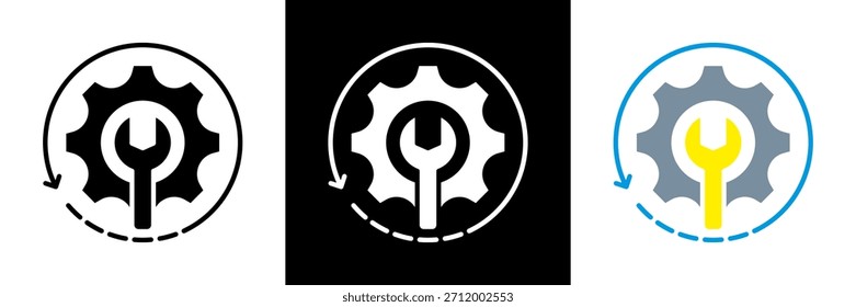 Conjunto de iconos de mantenimiento Ilustración vectorial de glifos