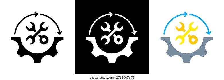 Conjunto de iconos de mantenimiento Ilustración vectorial de glifos